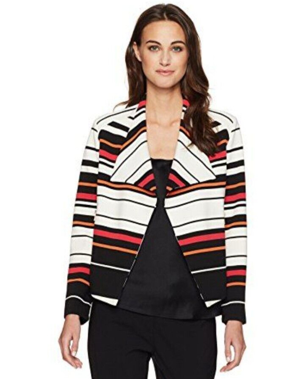 Calvin Klein Sweater Womens Small Striped Open Front Long Sleeve Jacket